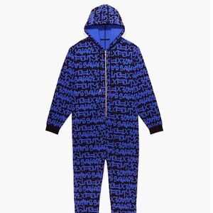 Savage x Fenty Blue and Black SAVAGE Patterned Jumpsuit